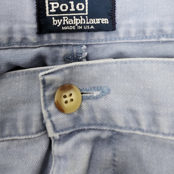 Vintage Polo Ralph Lauren Blue Chino Pleated Front Pants. USA Made 38 ×32 - Picture 9 of 9